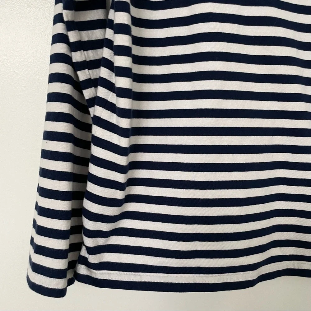J. Crew Navy White Striped Funnel Neck Sweatshirt Size XS